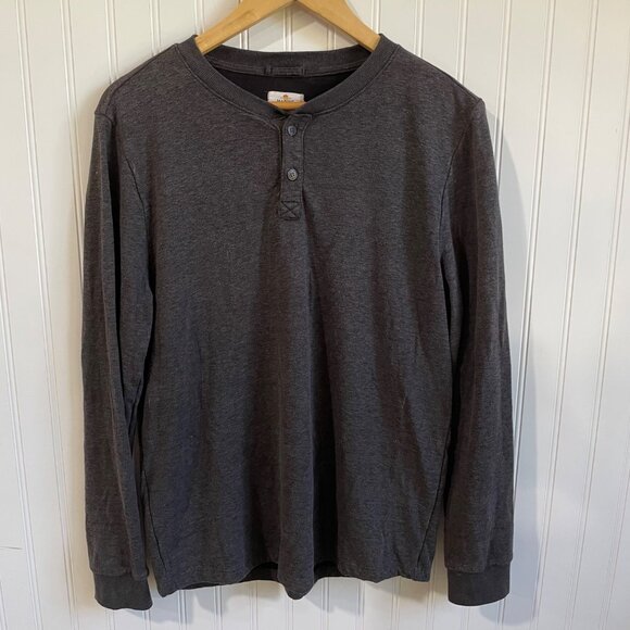Marine Layer Shirt Mens Medium Heathered‎ Gray Henley Long Sleeve Double Knit - Picture 1 of 9
